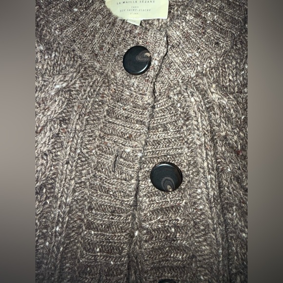 Sezane Andina Cardigan Chunky Cable Knit Brown Sweater NWOT - Picture 9 of 15